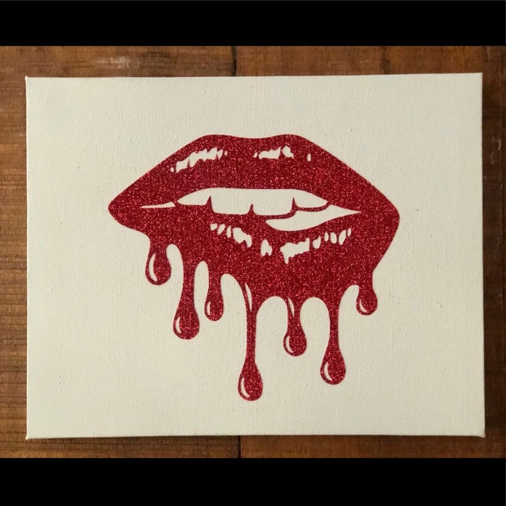 Sparkly Dripping Lips Canvas/Wall/Salon Decor
